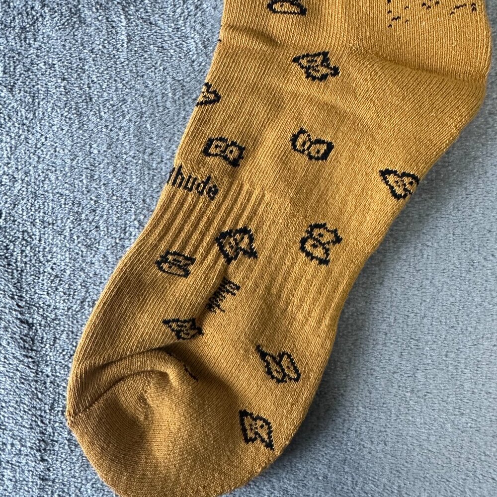 RHUDE Gold + Black Ribbed jacquard poly sock Bandana all over motif pattern - Picture 2 of 4